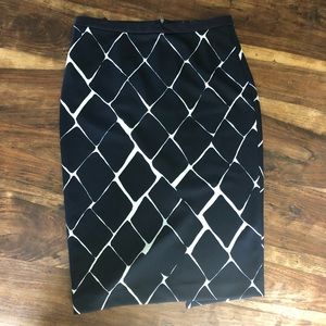 Navy Blue & White Pencil Skirt